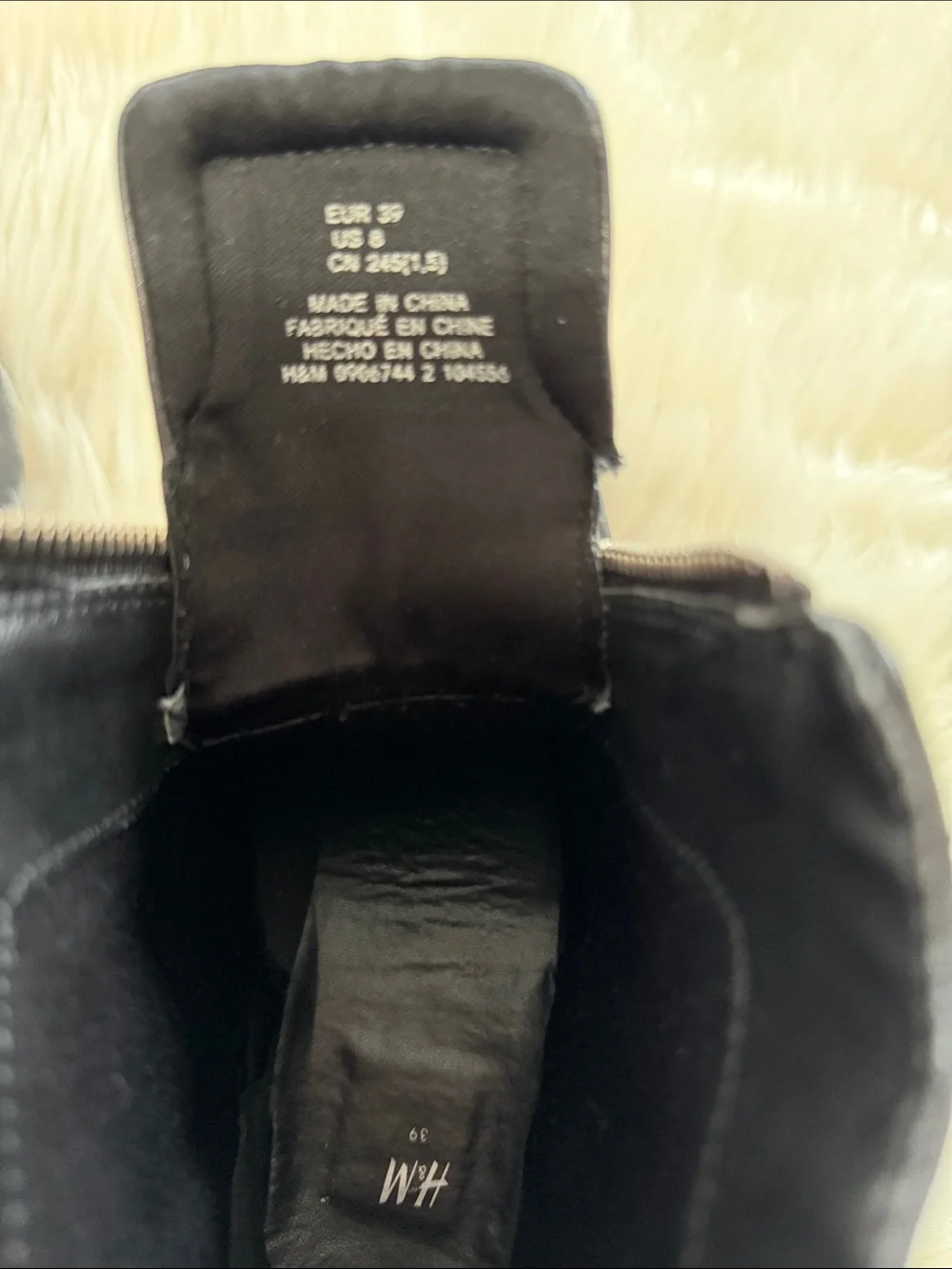 H&M Black Front-Zip Faux Leather Ankle Boots size 8